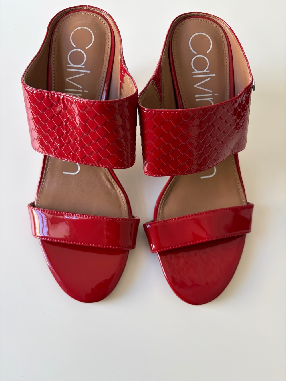 Calvin Klein Cecily Red Patent Slide Sandals Size 7